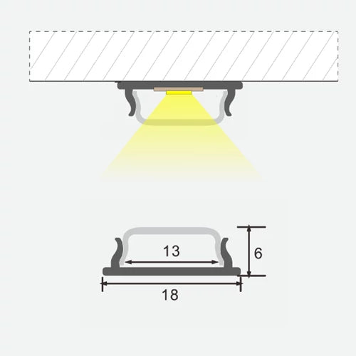 Anodisoitu joustava alumiiniprofiili LED-nauhalle ILMAN LASIA HB-18X6M