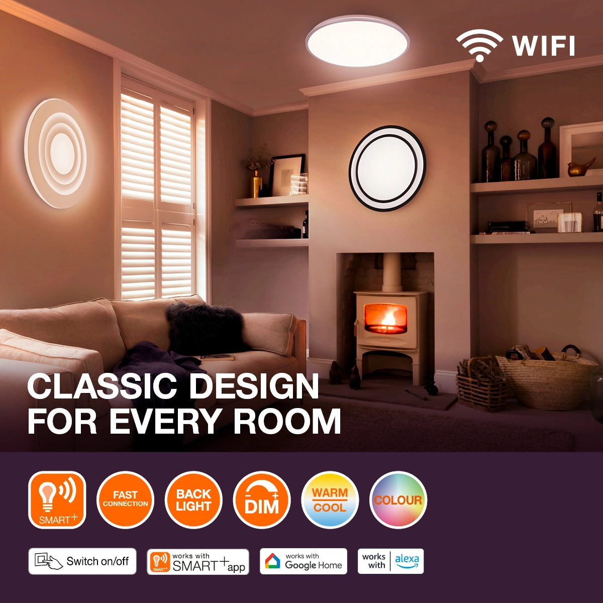 Älykäs LED-valaisin 32W, RGB+TW, 4200Lm, IP20, SMART+ Wifi Orbis Claria