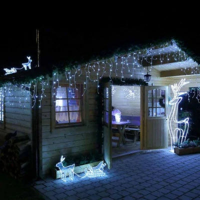 LED-jääpuikkovalosarja 5,5 m, 100 LED, kylmänvalkoinen + vilkkuefekti, IP44