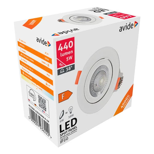 LED Upotettava valaisin 5W, 4000K Downlight 38°