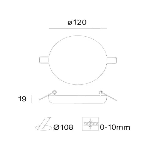 LED Upotettava valaisin WIDE, max 17.4W, 4000K, Ø120mm