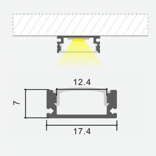 Anodisoitu alumiiniprofiili LED-nauhalle HB-17.4X7BC