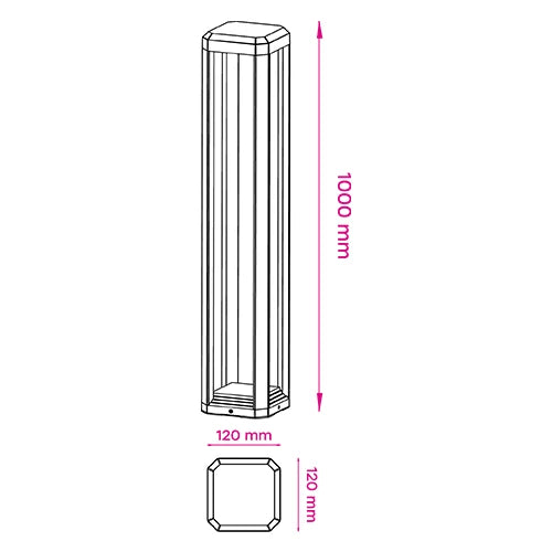 Ulkona koristeellinen himmennettävä pylväs 100cm, 12W, 3000K, IP65