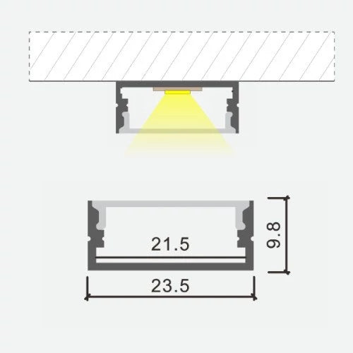 Anodisoitu alumiiniprofiili LED-nauhalle HB-23.5X9.8
