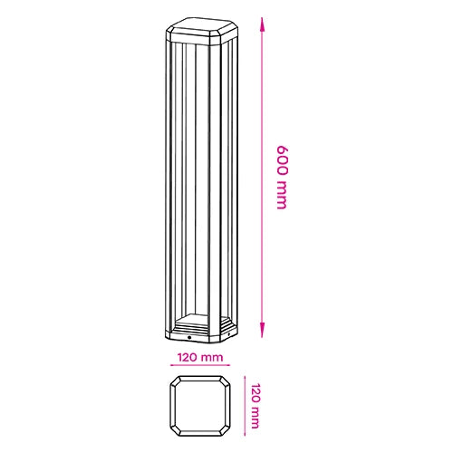 Ulkodekoratiivinen himmennettävä pylväs 60cm, 12W, 3000K, IP65