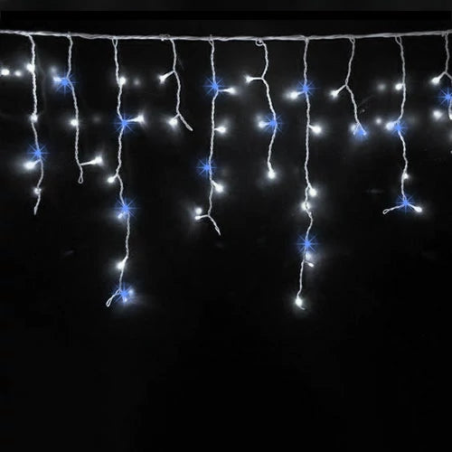 LED-jääpuikkovalosarja 5,5 m, 100 LED, kylmänvalkoinen + vilkkuefekti, IP44