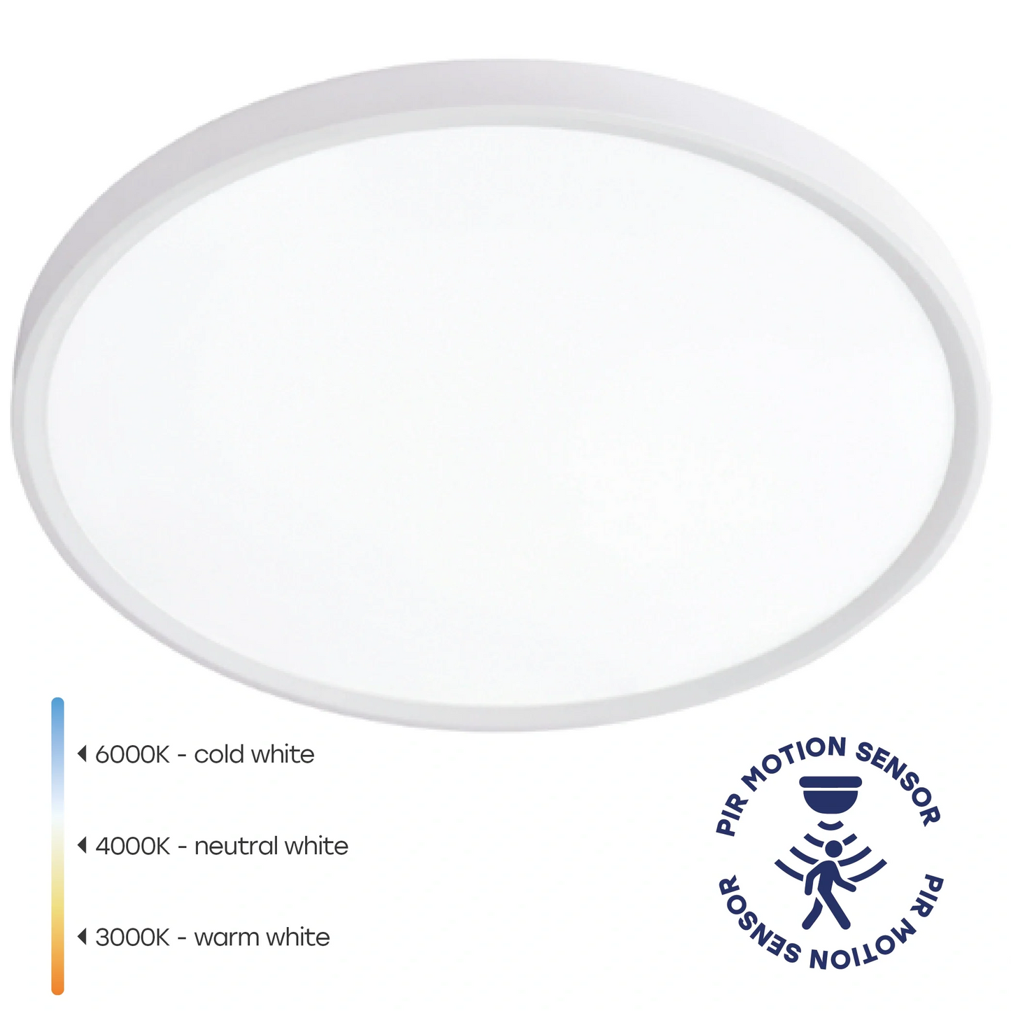 LED Vesitiivis valaisin PIR-liiketunnistimella 24W, 3CCT, 2880Lm, IP44, Ø 300 x 25 mm