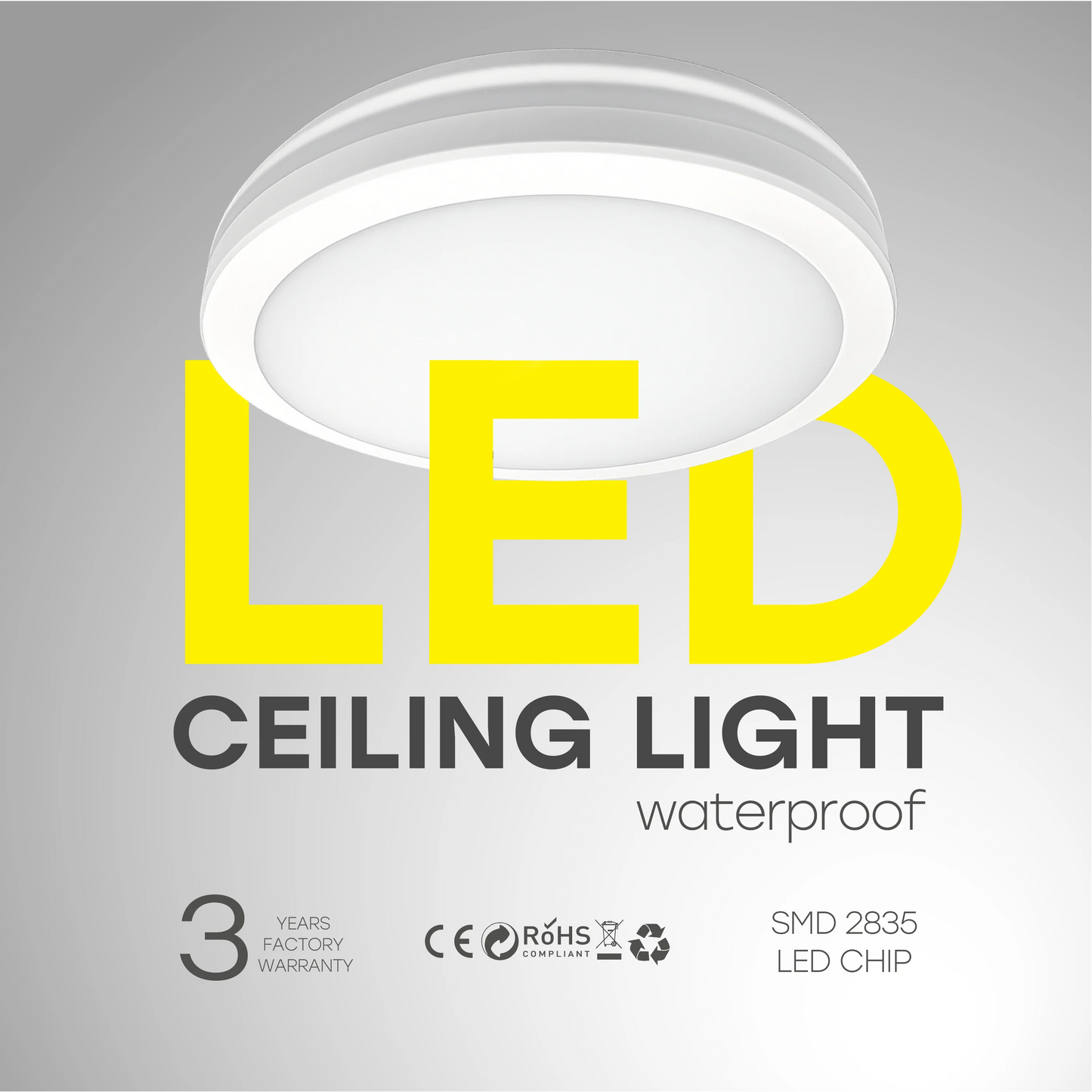 LED Vesitiivis valaisin 20W, 3CCT, 2400Lm, IP65, Ø 230 x 55 mm