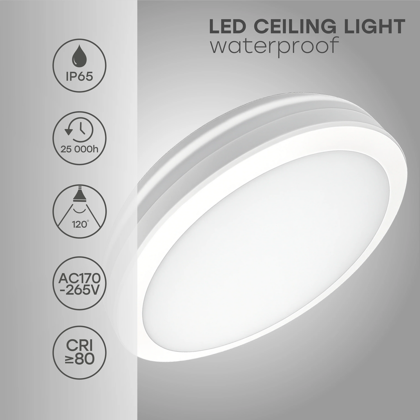 LED Vesitiivis valaisin 20W, 3CCT, 2400Lm, IP65, Ø 230 x 55 mm